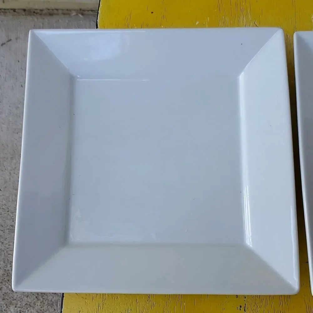 Palm Restaurant White Square Dinner Plate set of 2 9.75